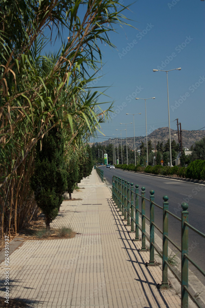 Pedestrian path along the road