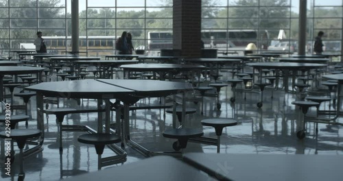 High School Cafeteria with Students Walking by on their way to Class