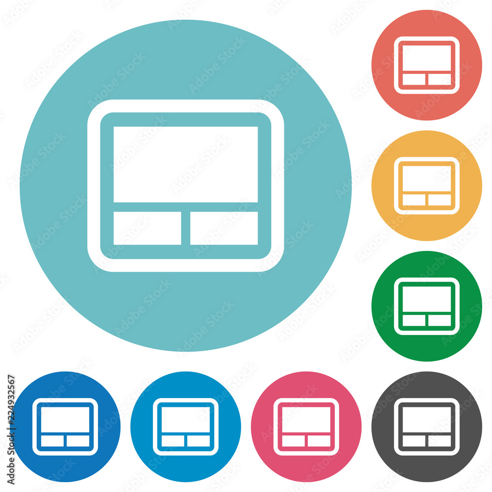 Laptop touchpad flat round icons