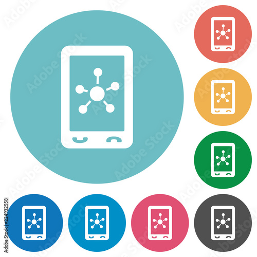 Mobile social networking flat round icons