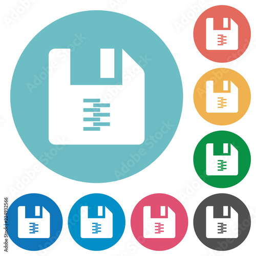 zip archive file flat round icons
