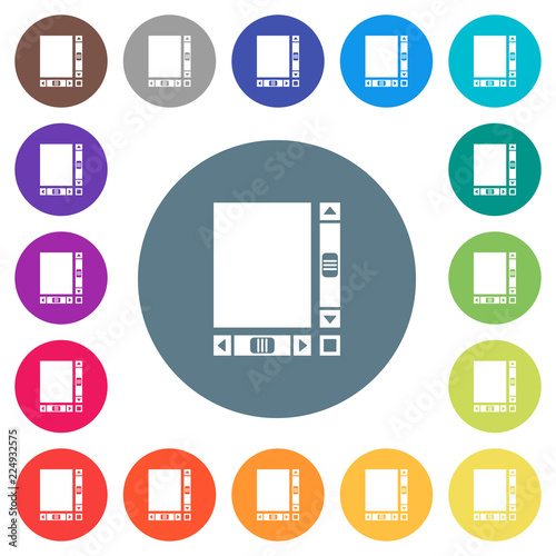 Blank document with scroll bars flat white icons on round color backgrounds