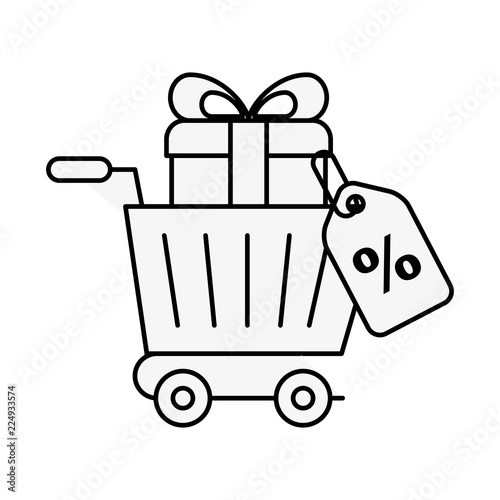 online shopping cart gift box tag percentage