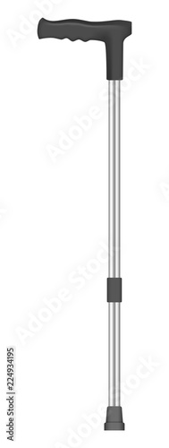 Metal walk stick icon. Realistic illustration of metal walk stick vector icon for web design isolated on white background