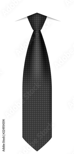 Black necktie icon. Realistic illustration of black necktie vector icon for web design isolated on white background