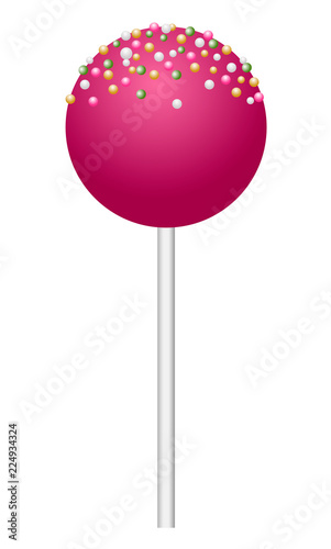 Pink lollipop icon. Realistic illustration of pink lollipop vector icon for web design isolated on white background