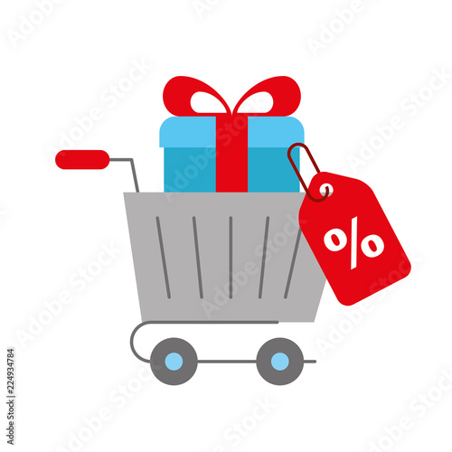 online shopping cart gift box tag percentage