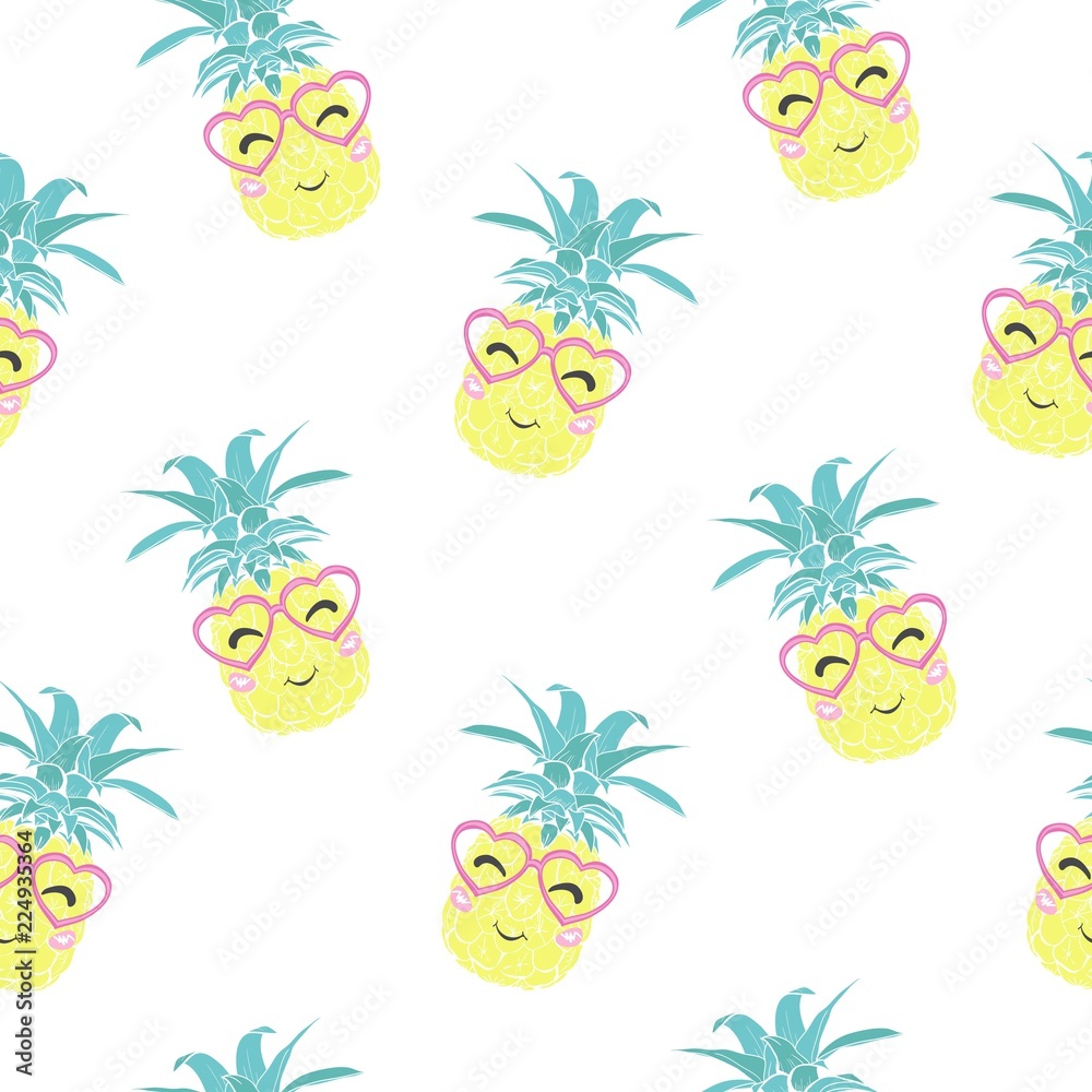 Cute seamless print with pineapples