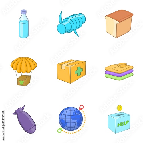 War victims icons set. Cartoon illustration of 9 war victims vector icons for web