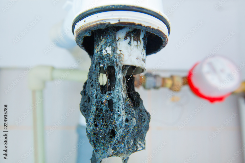 Clogged sink pipe. Unclog a drain from hairs and other stuff. Checking