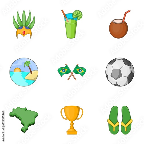 Brazilian traditional symbol icons set. Cartoon illustration of 9 Brazilian traditional symbol vector icons for web