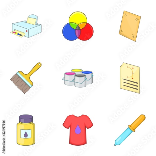 Printing icons set. Cartoon illustration of 9 printing vector icons for web