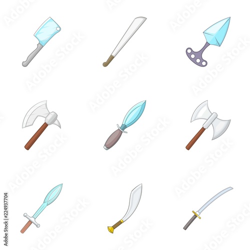 Sharp blades icons set. Cartoon illustration of 9 sharp blades vector icons for web