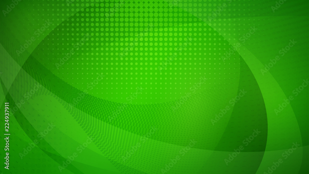 Abstract background of curved surfaces and halftone dots in green colors Abstract background of curved surfaces and halftone dots in green colors
