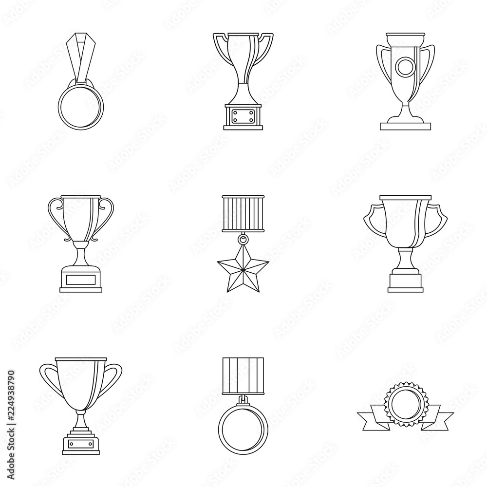 Championship icons set. Outline illustration of 9 championship vector icons for web Championship icons set. Outline illustration of 9 championship vector icons for web