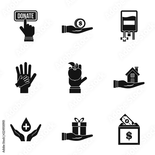 Patronage icons set. Simple illustration of 9 patronage vector icons for web