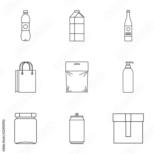 Packaging icons set. Outline illustration of 9 packaging vector icons for web