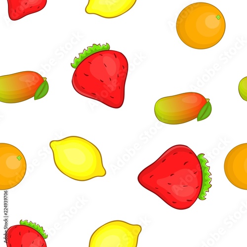 Fototapeta Naklejka Na Ścianę i Meble -  Farm fruits pattern. Cartoon illustration of farm fruits vector pattern for web