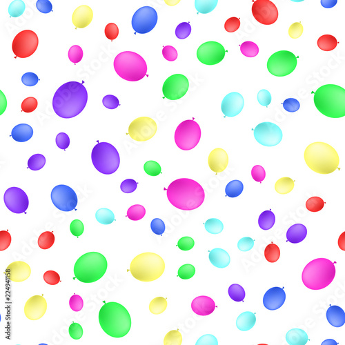 Realistic color balloons seamless pattern flat design. Vector illustration.