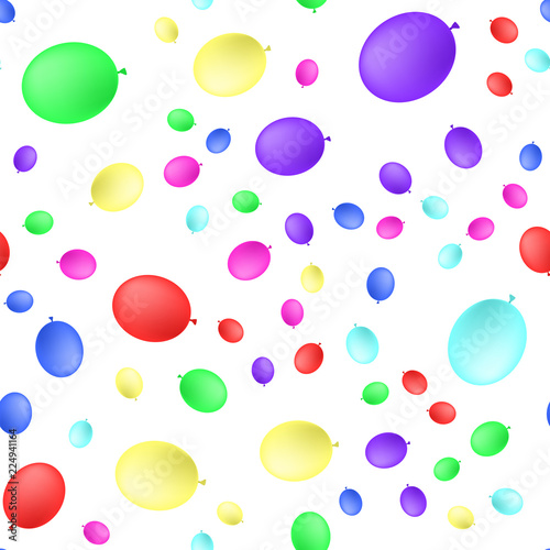 Seamless primitive background with party balloons of different colors . Vector illustration