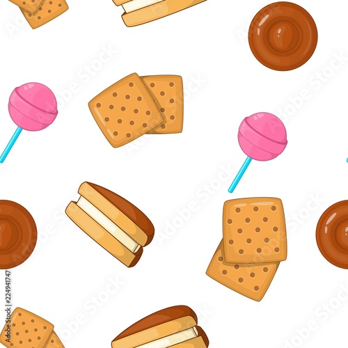 Sweet food pattern. Cartoon illustration of sweet food vector pattern for web