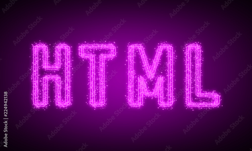 HTML - pink glowing text at night on black background HTML - pink glowing text at night on black background