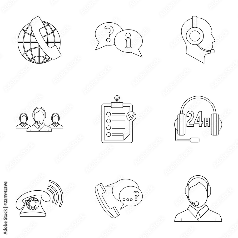 Support icons set. Outline illustration of 9 support vector icons for web Support icons set. Outline illustration of 9 support vector icons for web