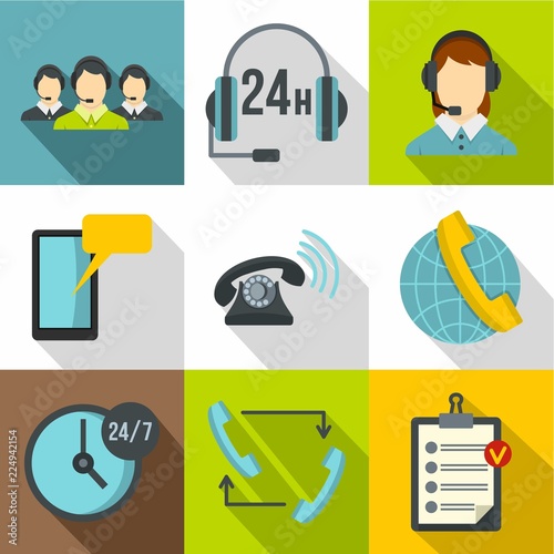 Online consultation icons set. Flat illustration of 9 online consultation vector icons for web