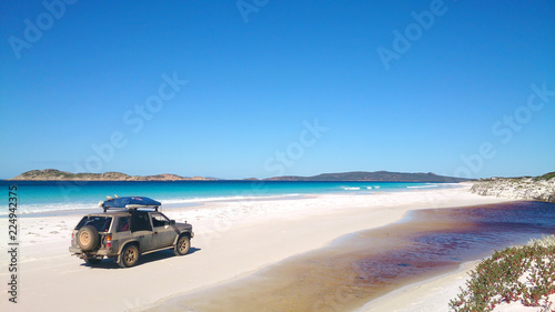 Canvas Print View of Beach on Fraser Island with one car