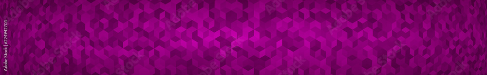 Abstract horizontal banner or background of small isometric cubes in purple colors with the fish eye effect. Abstract horizontal banner or background of small isometric cubes in purple colors with the fish eye effect.