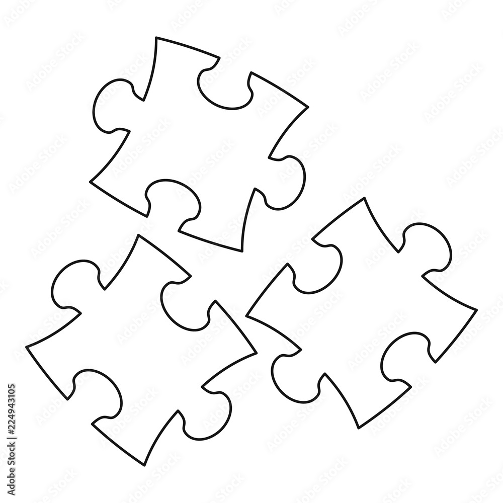 Puzzle icon. Outline illustration of puzzle vector icon for web