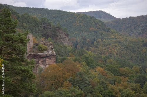 Château en ruine dans une forêt d'automne