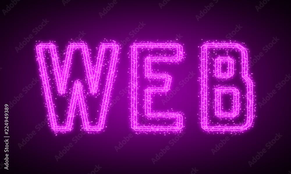 WEB - pink glowing text at night on black background