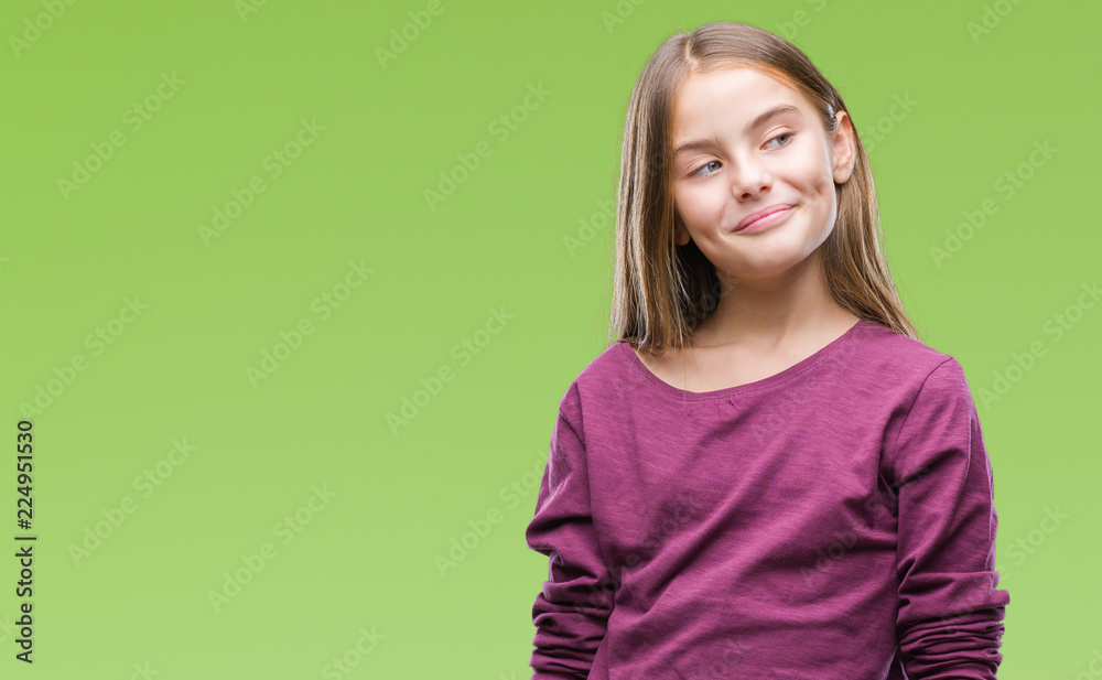Fototapeta premium Young beautiful girl over isolated background smiling looking side and staring away thinking.