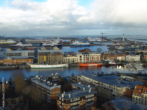 Tableau sur toile Aerial view of Dunkirk and his port - Dunkerque, France
