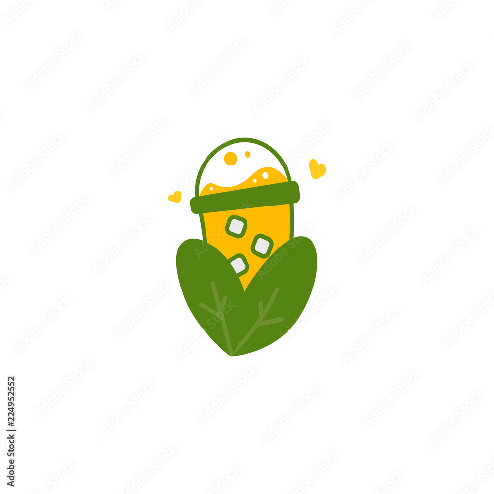 Obraz premium Yellow juice sweet corn drink nature logo icon illustration symbol