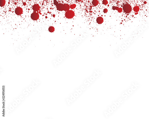 Dripping blood or red paint isolated on white background. Halloween concept, ink splatter illustration.