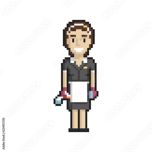 Maid pixel art on white background. Vector illustration.