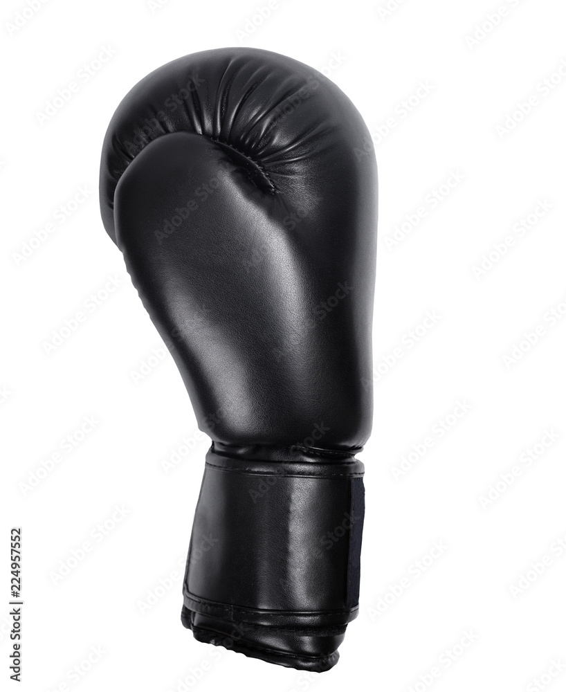 one black boxing mitts on a white background