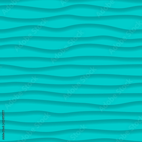 Abstract seamless pattern of wavy lines with shadows in light blue colors