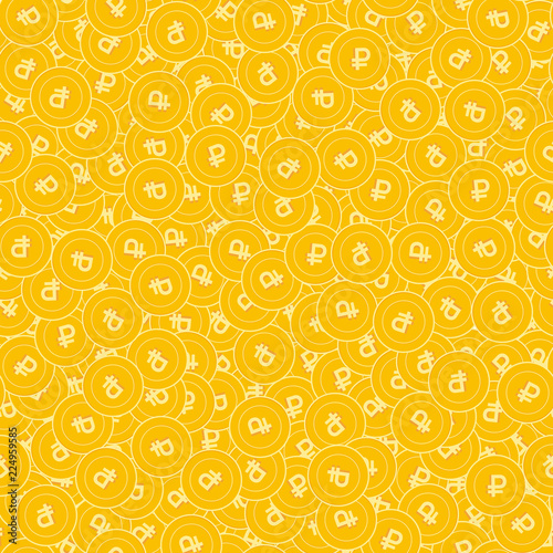 Russian ruble coins seamless pattern. Emotional scattered RUB coins. Big win or success concept. Rus