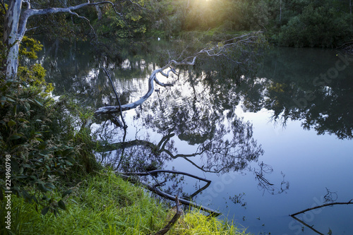 Reflections in the Yarra River in late afternoon sunlight. Melbourne, Victoria, Australia photo