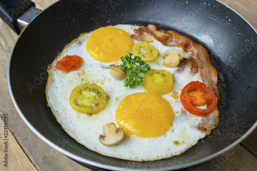 English Breakfast in fry pan