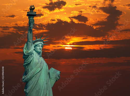The Statue of Liberty at sunrise