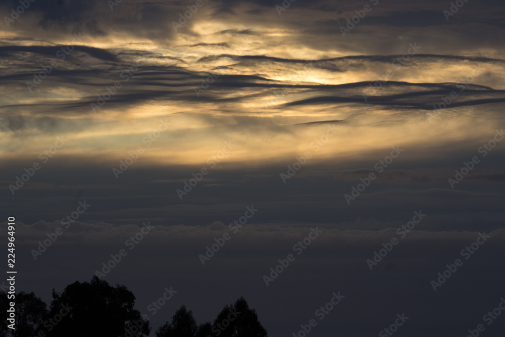 Sunset on cloudy day