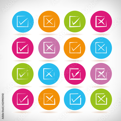 check list icons in colorful buttons