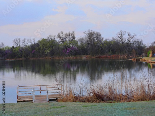 Cold afternoon by a lake in the early spring