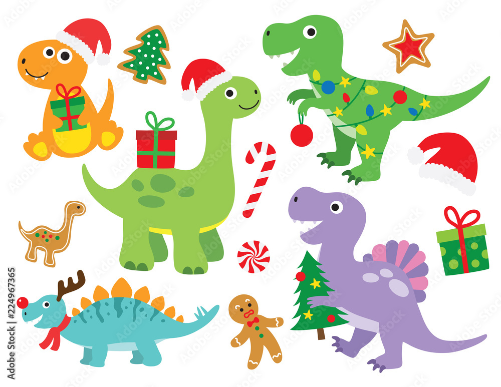 Plakat Boże Narodzenie dinozaur ilustracja wektorowa