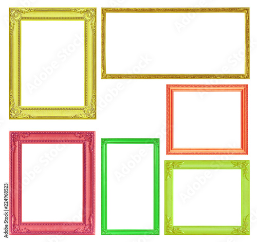 The collection colorful frames on the white background