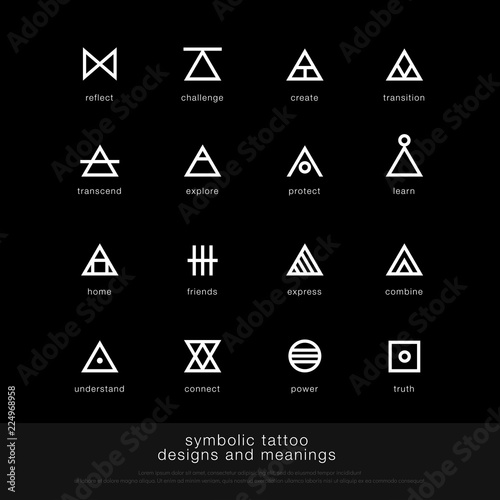 symbolic tattoo design and meaning. minimalist graphic tattoo icon symbol graphic design template. vector illustration